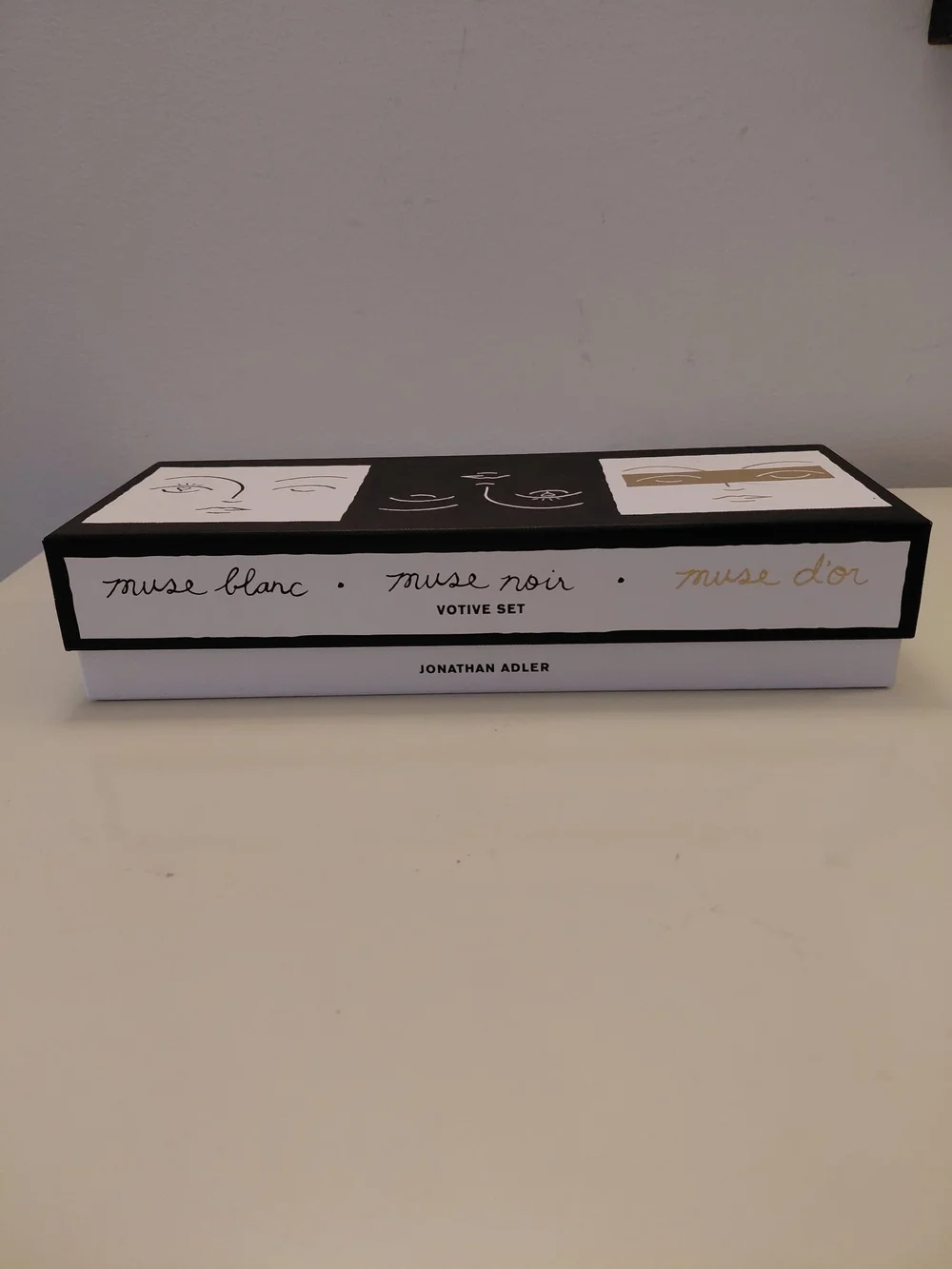 Jonathan Adler Muse Votive Set in Black, White & Gold